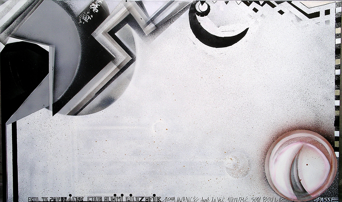 Le Passé - toile de lin, 97x160 cm, peinture aérosol art tag 2009 - Dimension Fantasmic