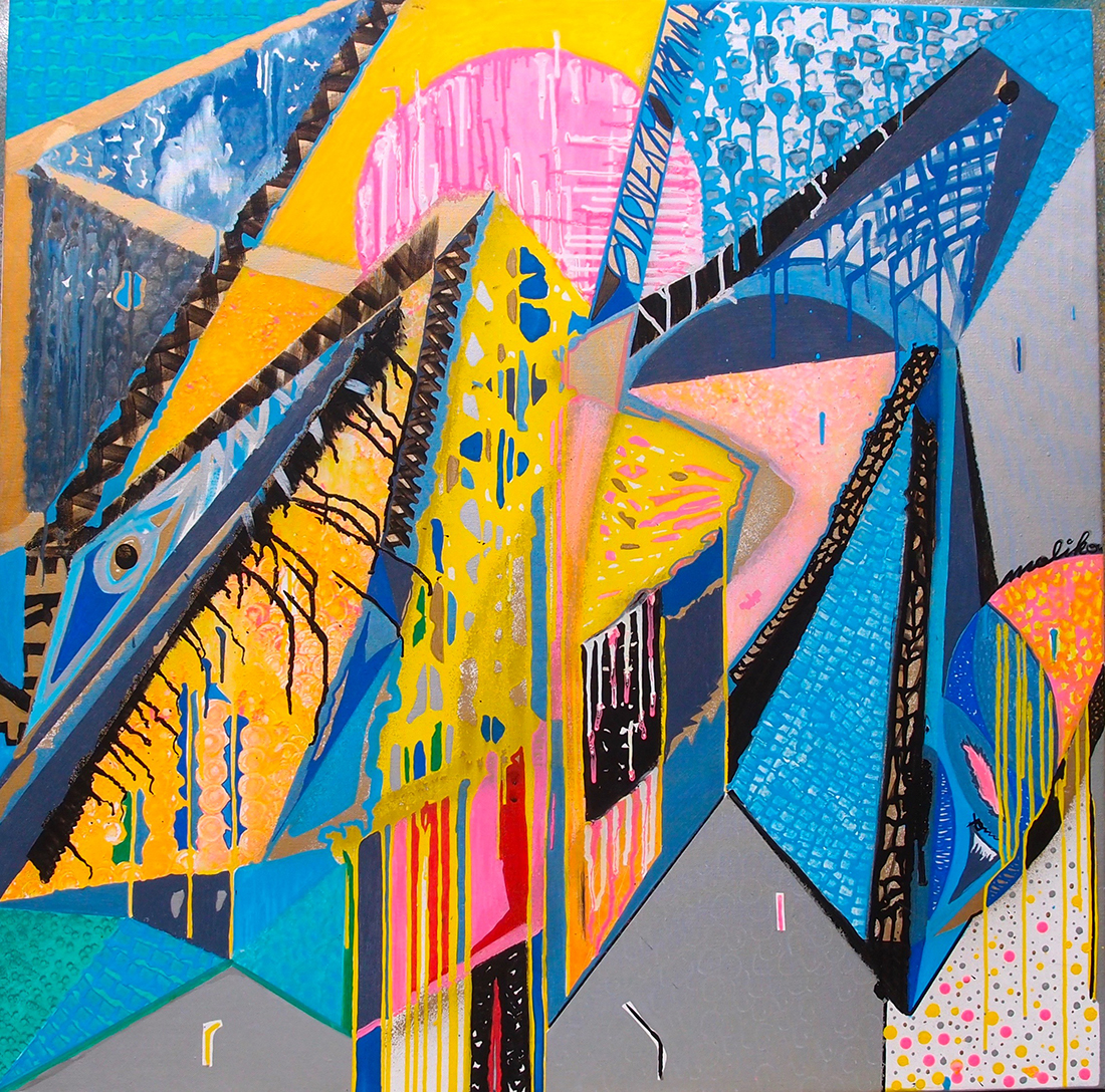 Note de son n°6 -100x100cm peinture graffiti art tag 2013 - Dimension Fantasmic