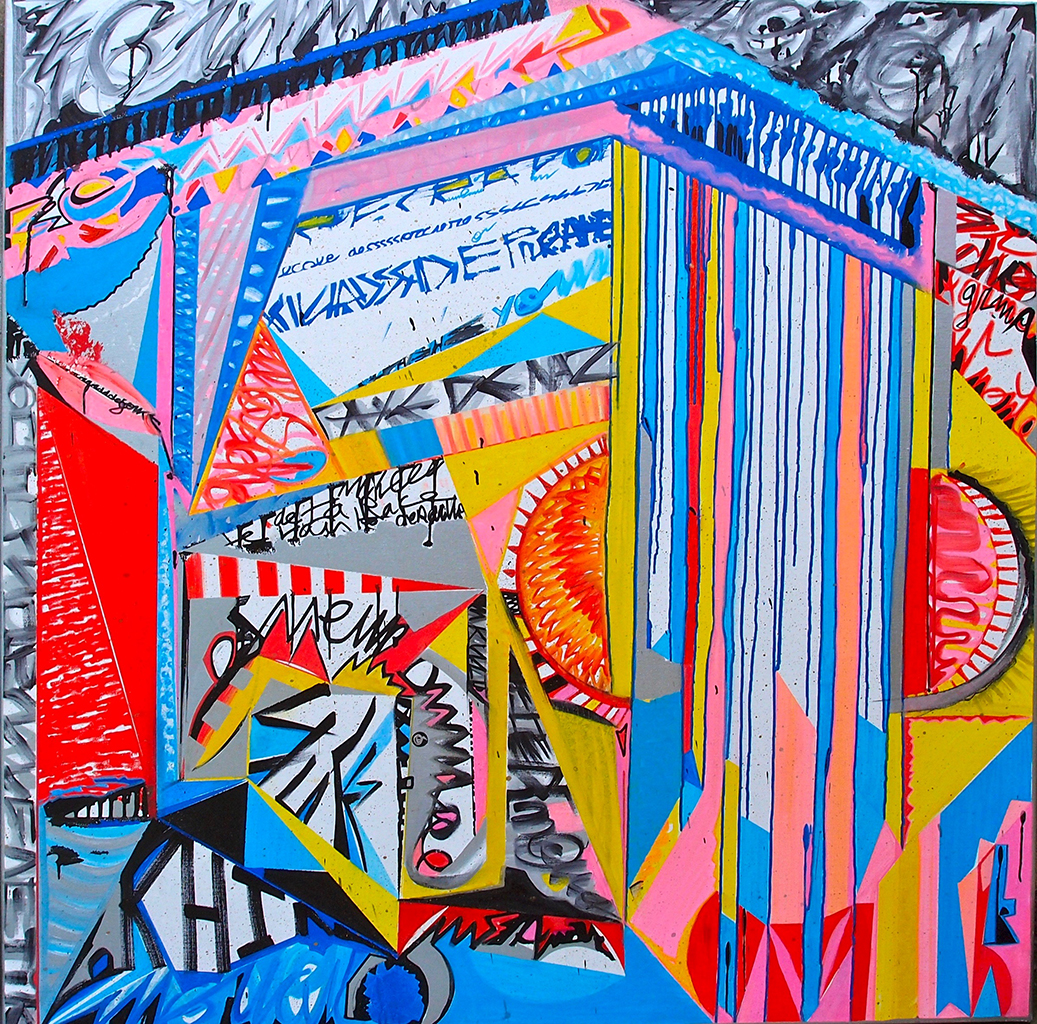 La Grina : la pression qui monte - 130x130cm Art graf peinture et encre graffiti 2011 - Dimension Fantasmic