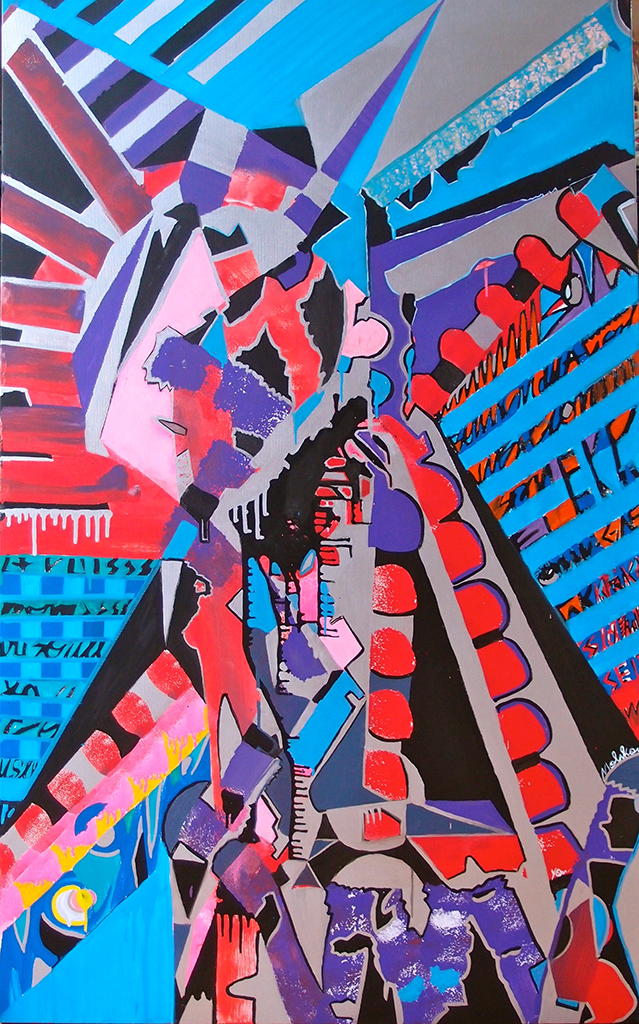Earthquake, water engulfs the earth - 130x96cm peinture graffiti art tag 2014 - Dimension Fantasmic