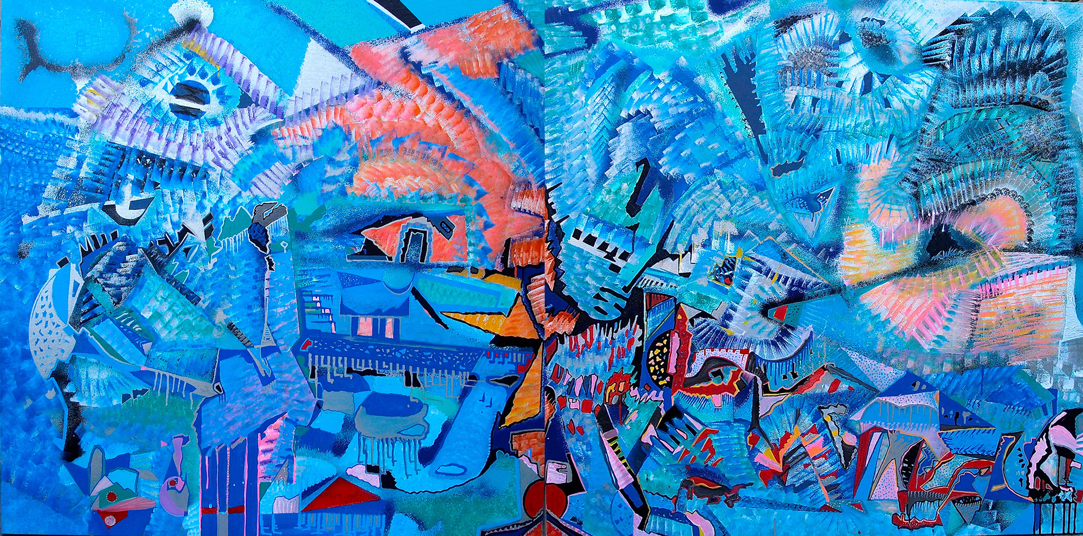 Diptik Ecole des Sorcières, Classe des Pirates - 200x1200cm peinture graffiti art tag 2013 - Dimension Fantasmic