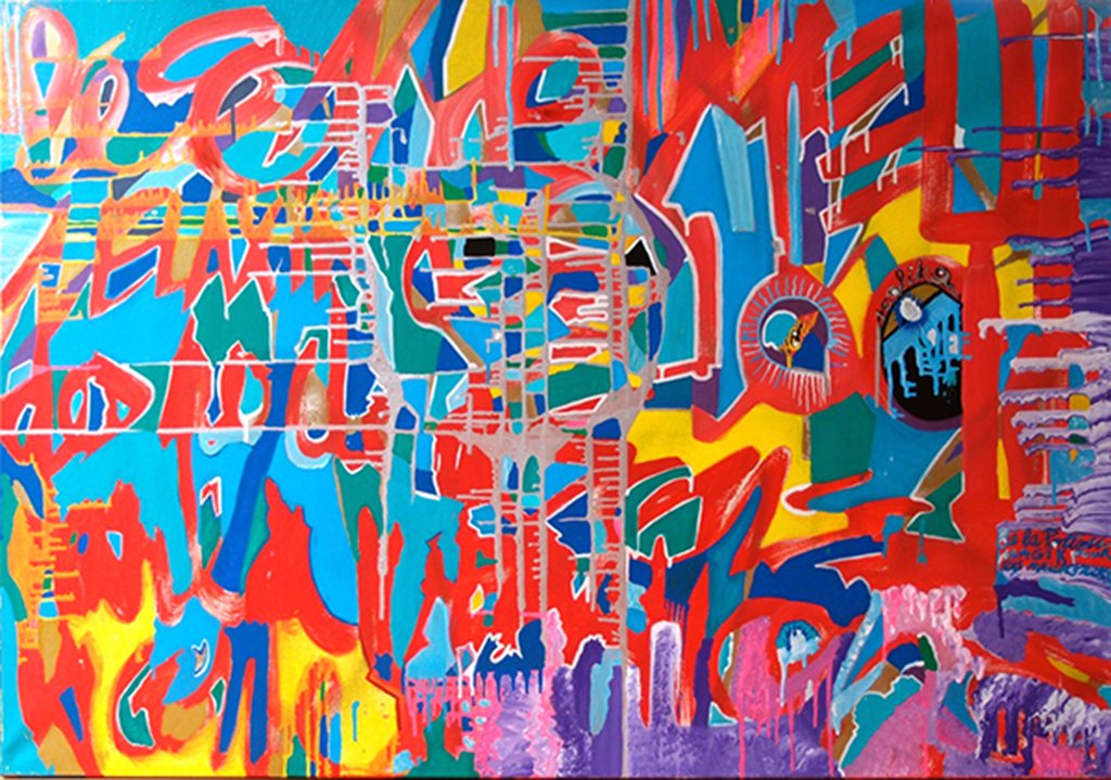 Le son de la teuf - 116x81cm peinture graffiti art tag 2014- Dimension Fantasmic