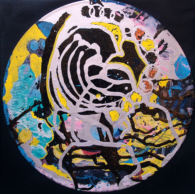 Skeud Le Cosmos XIV - 33x33cm peinture graffiti art tag - Dimension Fantasmic