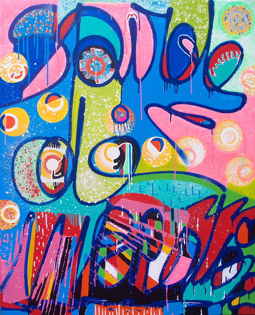 Spirale de vibrations - 100x81cm Peinture aérosol graffiti - Dimension Fantasmic