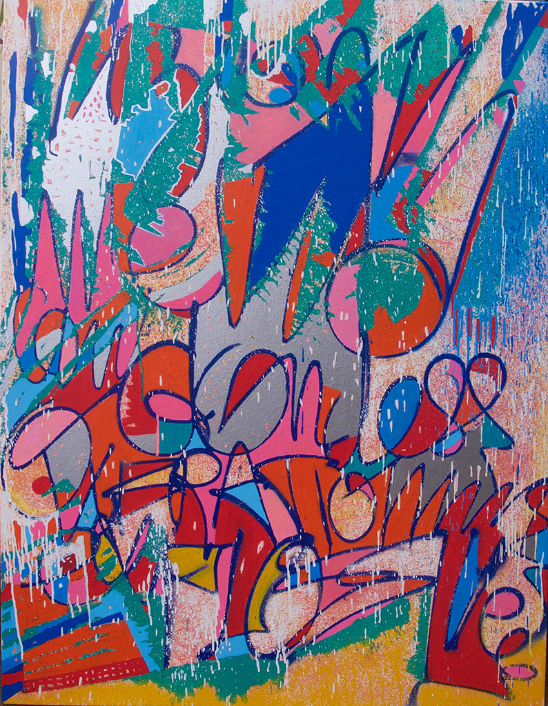 La puissance d'un souffle - 116 cm x 89 cm Peinture aérosol graffiti - Dimension Fantasmic