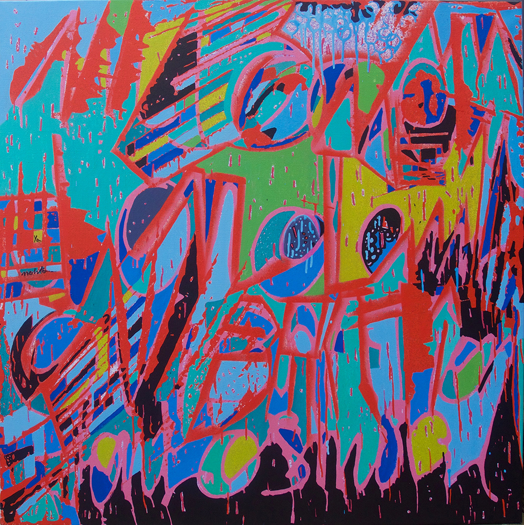 Un bouquet d'ondes aux vibrations fantasmic - 116 cm x 89 cm Peinture aérosol graffiti - Dimension Fantasmic