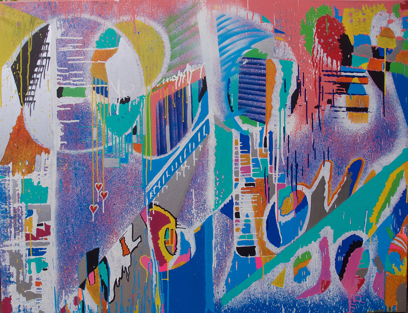 Peps - 116 cm x 89 cm Peinture bombe aérosol graffiti - Dimension Fantasmic