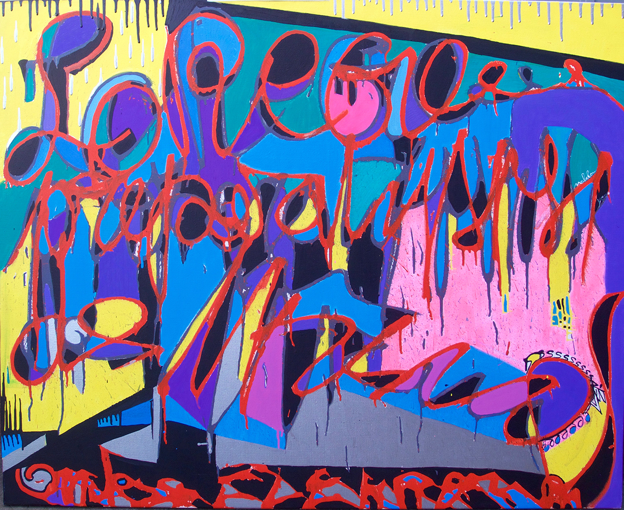La récré, préparatifs de tirs d'onde élektromagnetik - 100x81cm Peinture aérosol graffiti - Dimension Fantasmic